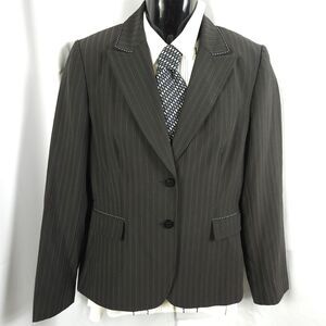Tahari‎ Black Pinstripe 2‑Button Blazer Womens Size 10 Office